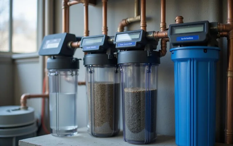 Diagram of 7-stage media filtration system showing each purification layer